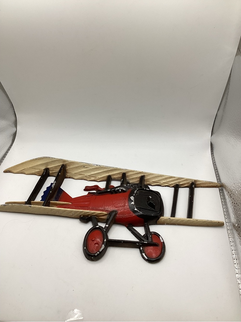 Vintage 1976 HOMCO USA Cast Metal Red Biplane Wall Decor